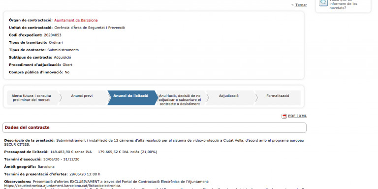 Licitación del contrato de las cámaras / AYUNTAMIENTO DE BARCELONA