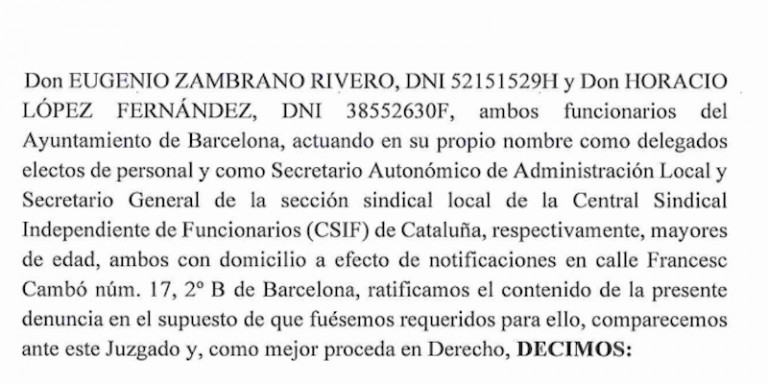 Denuncia del CSIF ante Colau y Batlle por el contagio de un compañero / MA