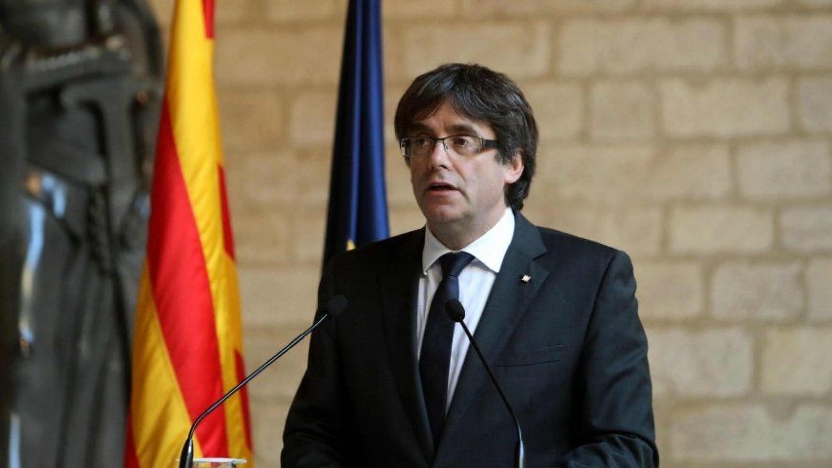 Carles Puigdemont durante su declaración institucional / EFE