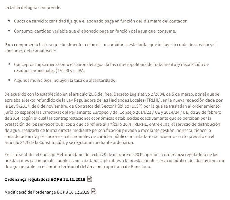 La explicación sobre el nuevo impuesto en la web del AMB / AMB