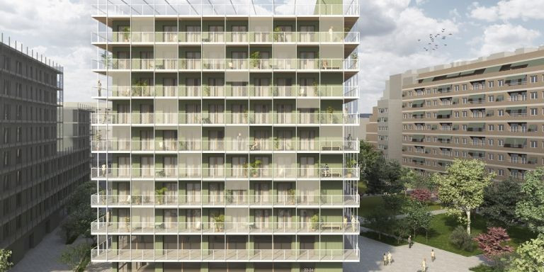 Render de un edificio de pisos contenedor / AYUNTAMIENTO DE BARCELONA