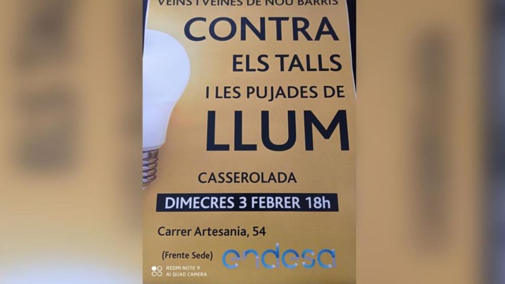 Cartel de los vecinos de Nou Barris contra los cortes de luz de Endesa / TWITTER