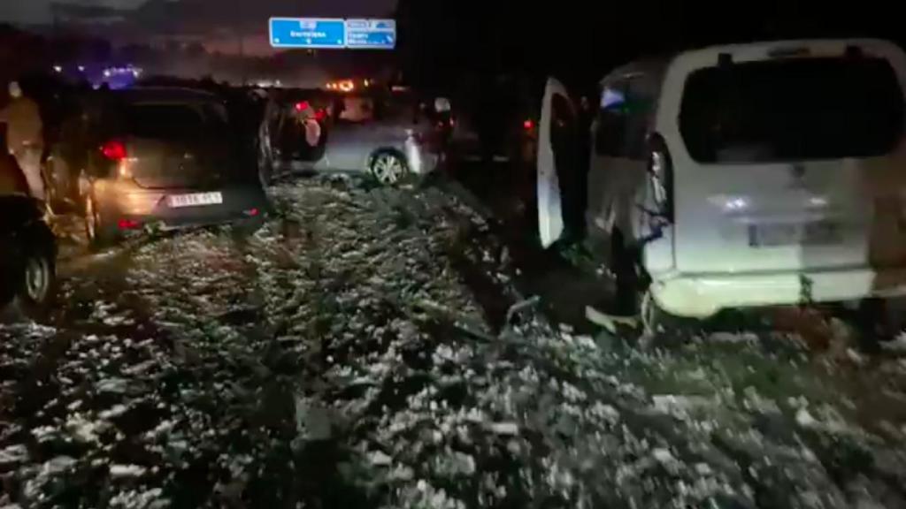 Captura de pantalla del vídeo del accidente múltiple de la C-32 en sentido Barcelona / RRSS