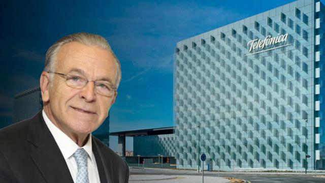 Isidro Fainé, presidente de la Fundación Bancaria La Caixa y de Criteria, junto a la sede de Telefónica