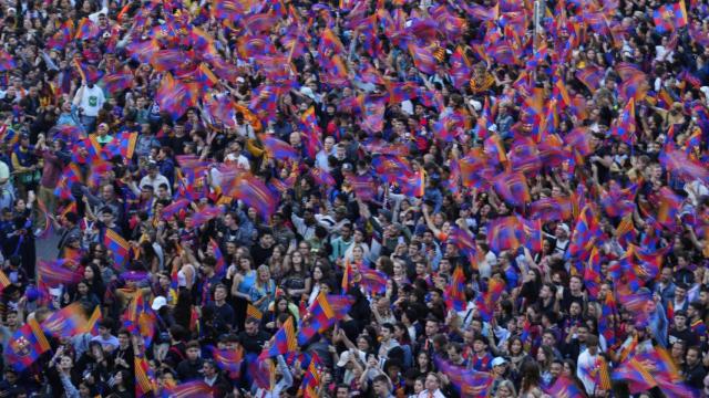 Celebración de aficionados del Barça