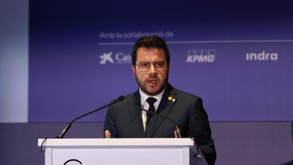 El presidente de la Generalitat, Pere Aragonès, interviene en el Círculo de Economía / Gala Espín