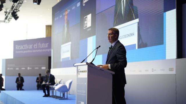 El líder del PP, Alberto Núéz Feijóo, en la reunión del Círculo de Economía