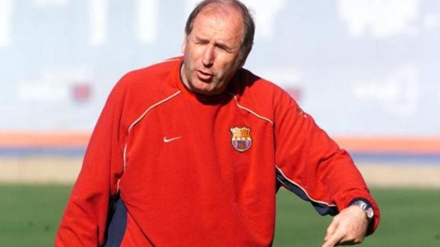 Carles Rexach, en un entrenamiento del Barça