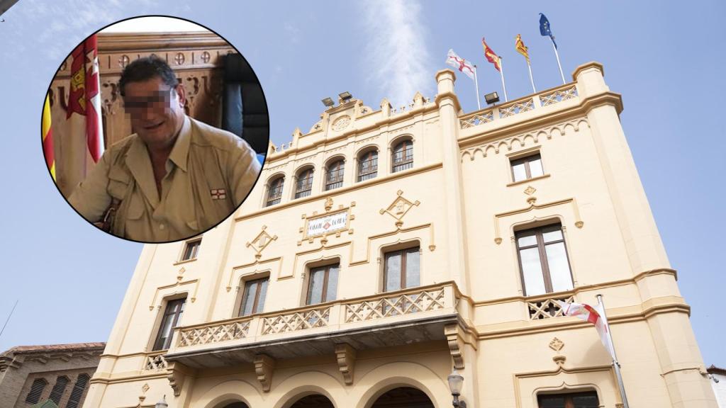 Fotomontaje de Joan Carles N., el 'Texas' sobre la fachada del Ayuntamiento de Sitges
