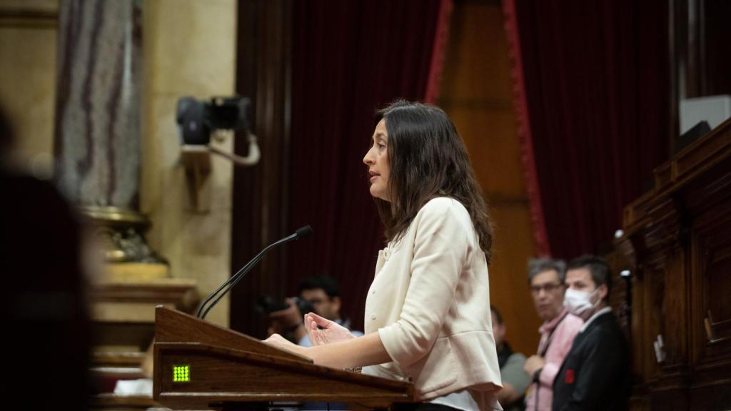 La diputada del PSC, Esther Niubó, interviene durante una sesión plenaria