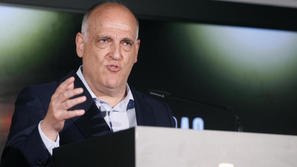 Javier Tebas Medrano, durante la inauguración Legends. The Home of Football este lunes, en Madrid