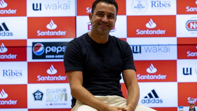 Xavi Hernández en el acto de su campus de fútbol vinculado al Banco Santander