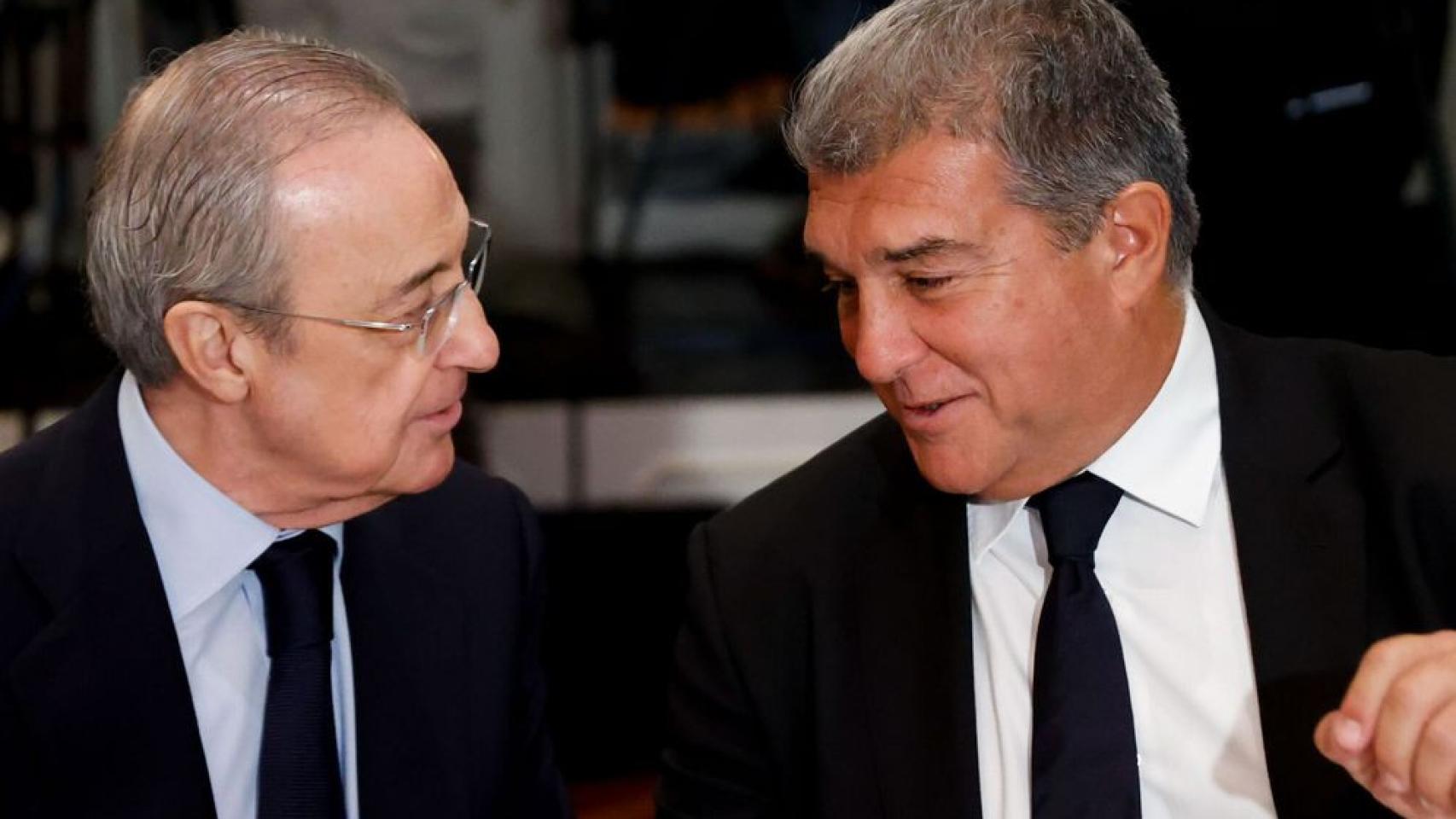 Laporta y Florentino charlan amistosamente