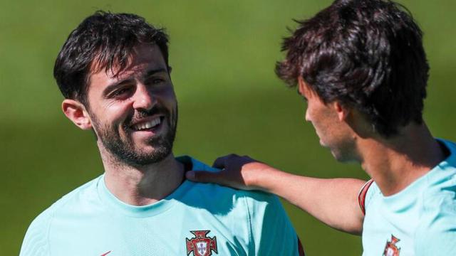 Bernardo Silva y Joao Félix, juntos en un entrenamiento de Portugal