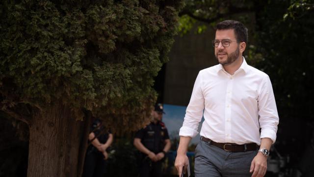 El presidente de la Generalitat de Cataluña, Pere Aragonès, en un acto en el Palau Robert de Barcelona el pasado 7 de julio de 2023