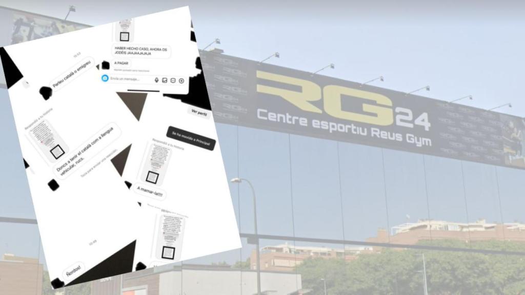 Montaje de los mensajes y la fachada de Gym Reus