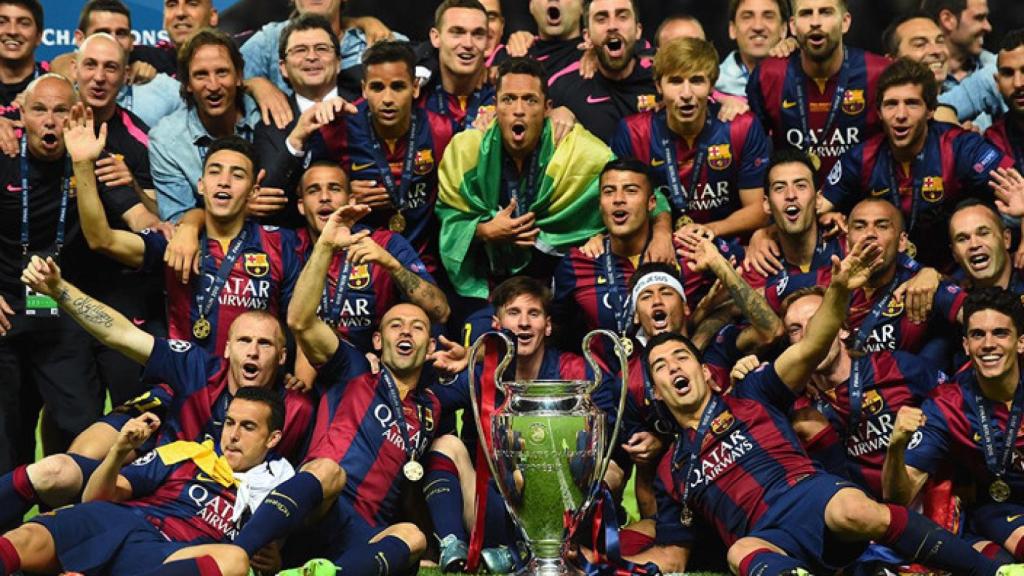 La euforia de los jugadores del Barça tras conquistar la Champions League 2014-15