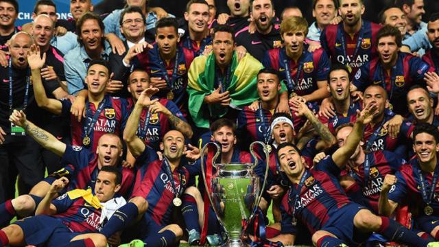 La euforia de los jugadores del Barça tras conquistar la Champions League 2014-15