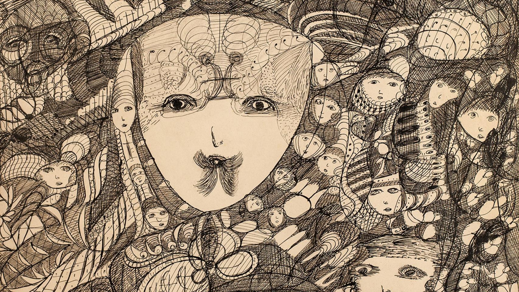 Sin título. London Borough of Newham. Una de las obras de Madge Gill presente en la exposición