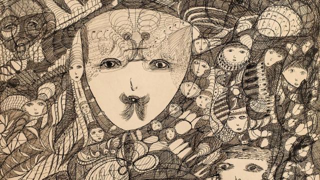 Sin título. London Borough of Newham. Una de las obras de Madge Gill presente en la exposición