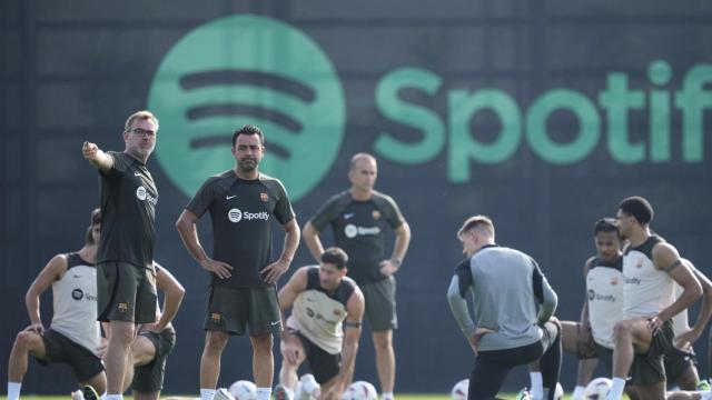 Xavi Hernández, durante una sesión de entrenamiento con el FC Barcelona / EFE