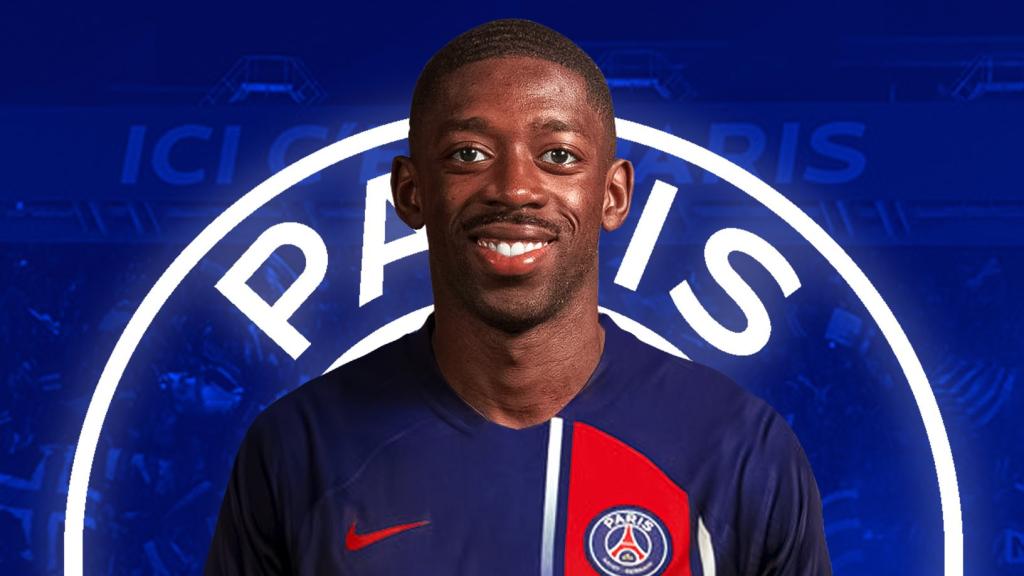 Dembele en un edit con la camiseta del PSG