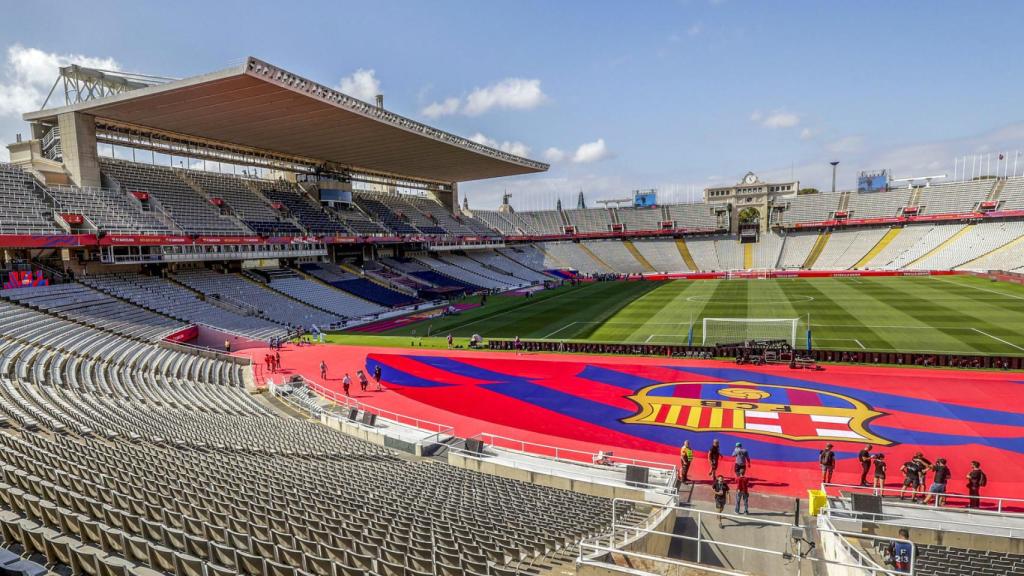 Las gradas del Estadi Olímpic Lluís Companys, vacías antes del Trofeo Joan Gamper