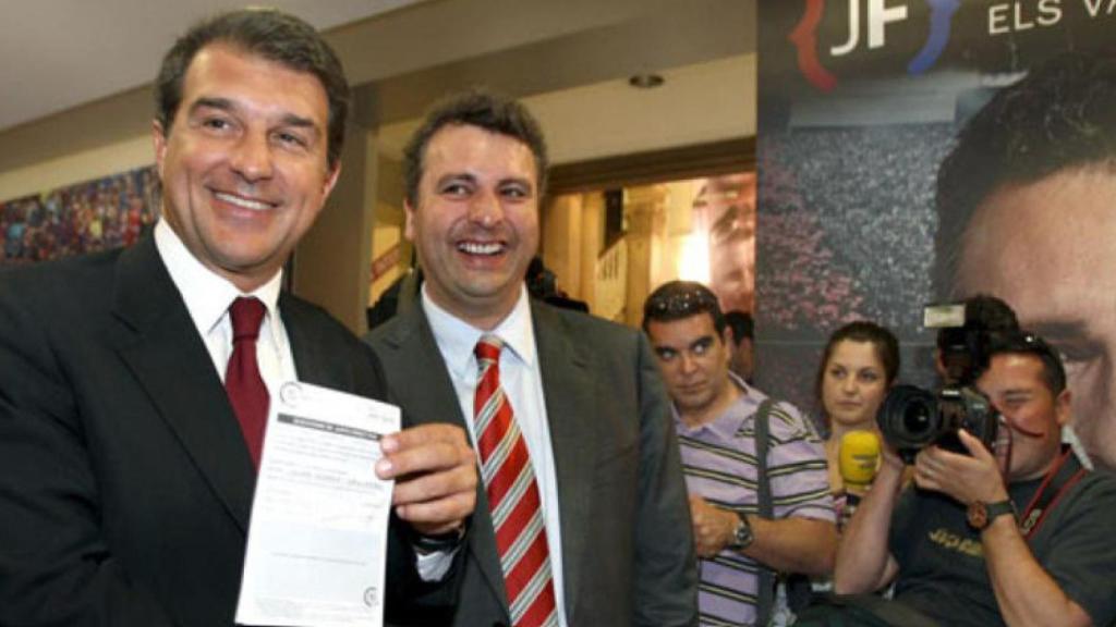 Joan Laporta y Jaume Ferrer, durante la campaña del segundo a la presidencia del Barça en 2010