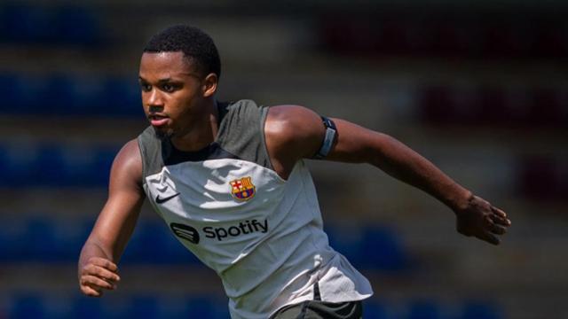 Ansu Fati, durante un entrenamiento del Barça de Xavi