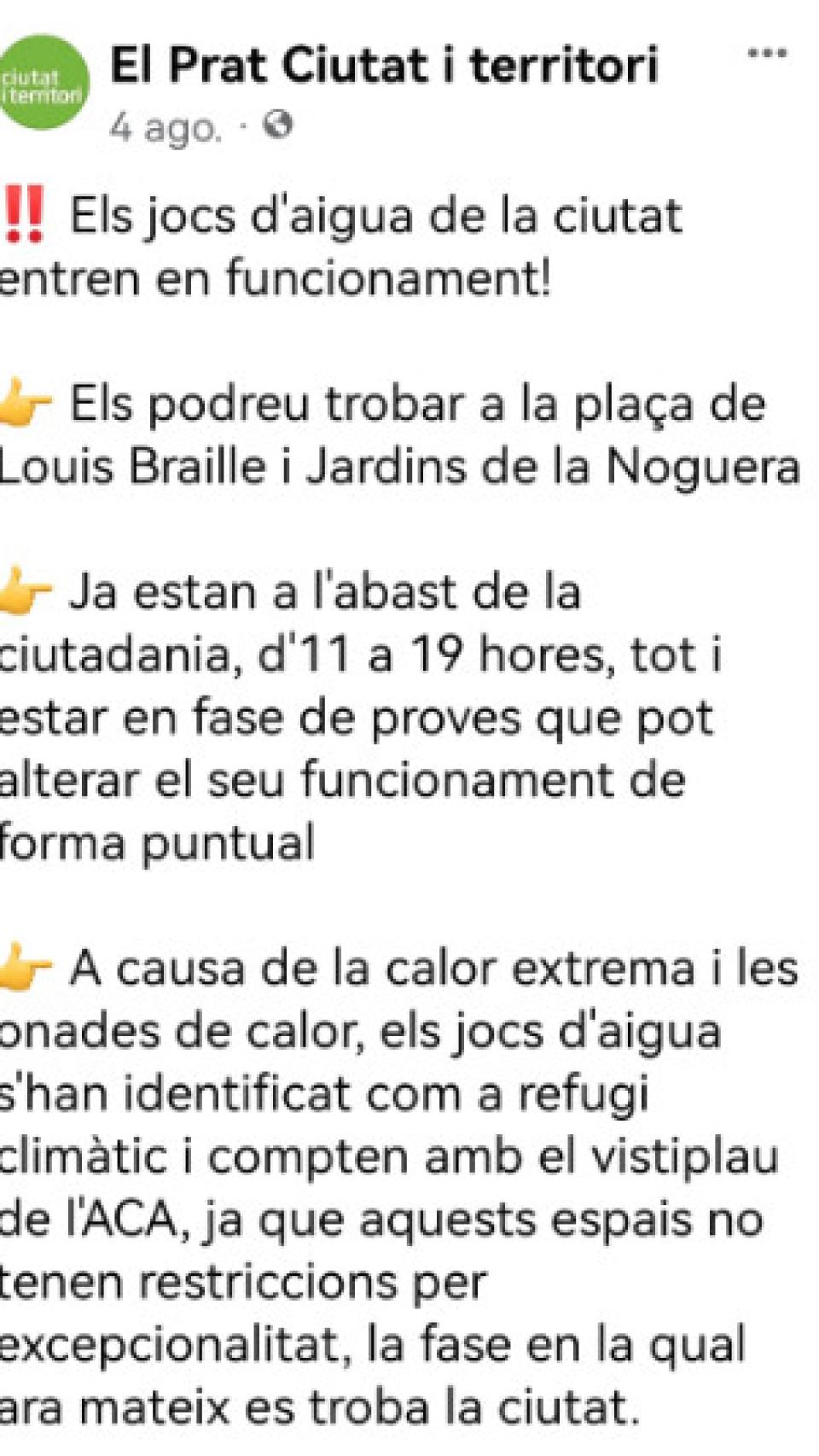 Publicación del Ayuntamiento del Prat