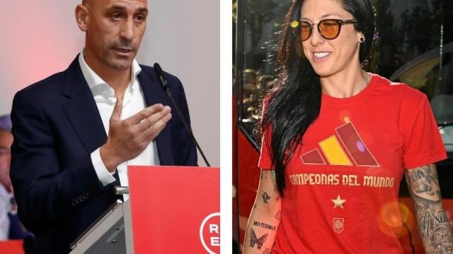 Luis Rubiales en la Asamblea Extraordinaria de la RFEF y Jennifer Hermoso a su llegada a Madrid.