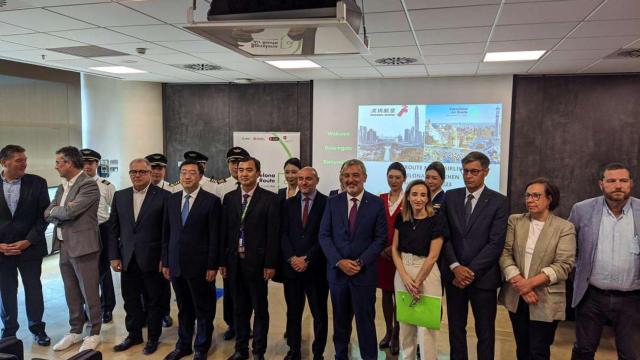 El alcalde de Barcelona, Jaume Collboni, en la presentación de la conexión directa entre Barcelona y Shenzhen