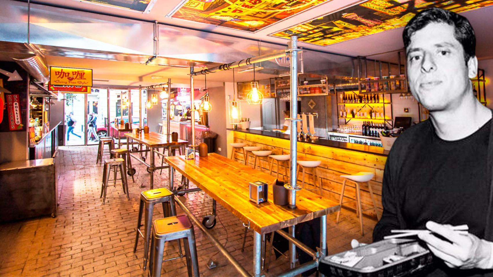 Javier Orejana, cofundador de Yatai Market, con uno de los locales