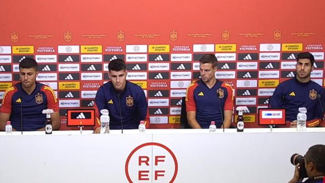 Rodri, Morata, Azpilicueta y Asensio, capitanes de España, en una rueda de prensa