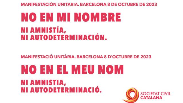 Lema de la manifestación convocada por Sociedad Civil Catalana para el 8 de octubre