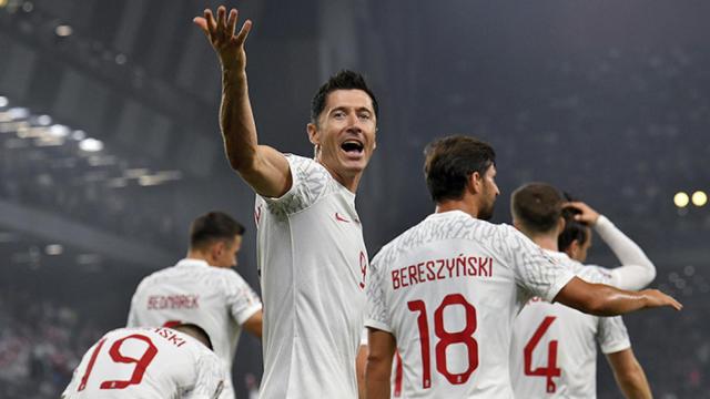 La alegría de Lewandowski al marcar un tanto con la selección polaca