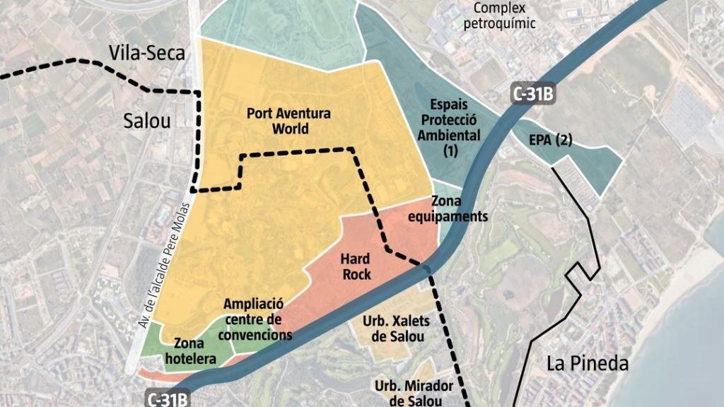 Plano de la zona donde se contempla el proyecto Hard Rock