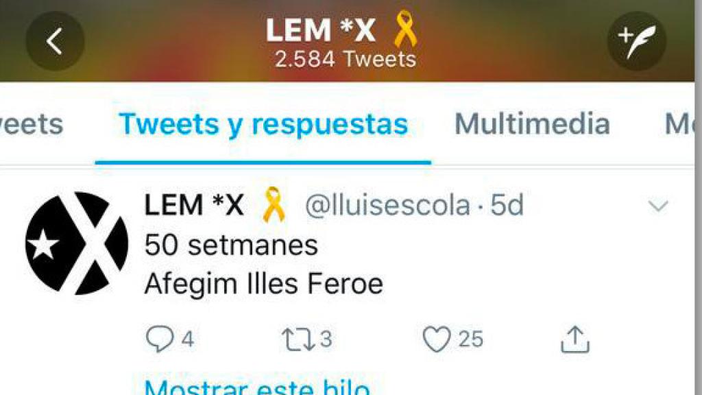 Tuit de Lluís Escolà sobre su visita con Puigdemont a las Islas Feroe
