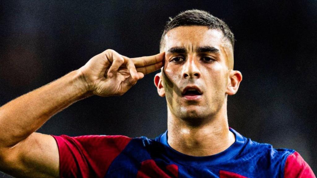 Ferran Torres, celebrando el gol de falta contra el Betis