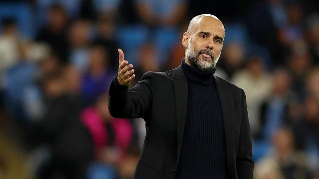 Pep Guardiola, durante el debut del Manchester City en Champions League