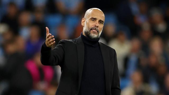 Pep Guardiola, durante el debut del Manchester City en Champions League