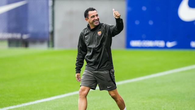 Xavi Hernández, durante un entrenamiento con el FC Barcelona