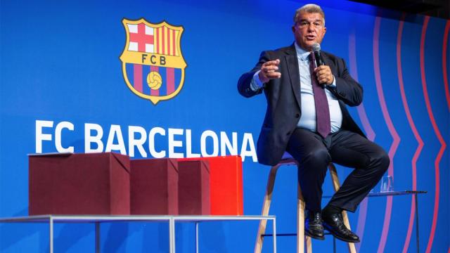 Joan Laporta, durante sus explicaciones del Caso Negreira