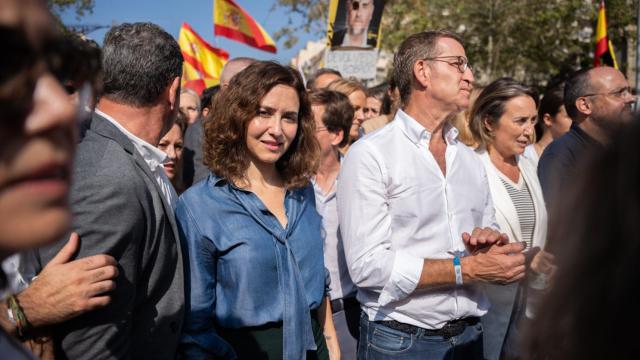 La presidenta de la Comunida de Madrid, isabel Díaz Ayuso en la manifestación 8 de Octubre en contra de la Amnistía
