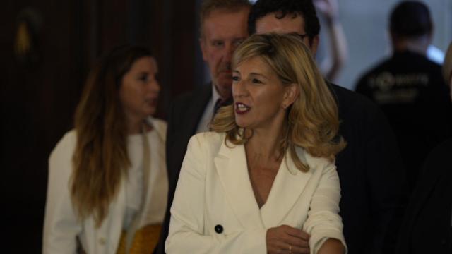 La vicepresidenta del Gobierno en funciones, Yolanda Díaz, en Barcelona hoy
