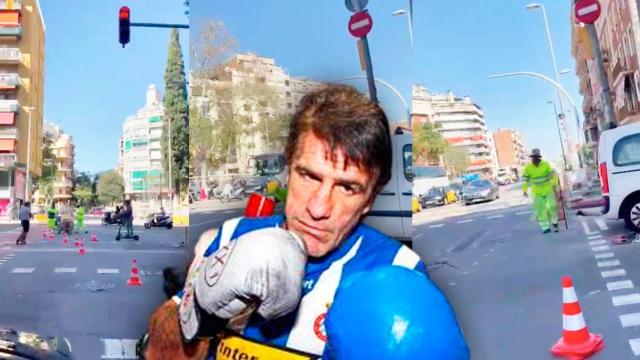 Tres imágenes de la reparación de la calle ante el malogrado Xavi Moya, leyenda del boxeo