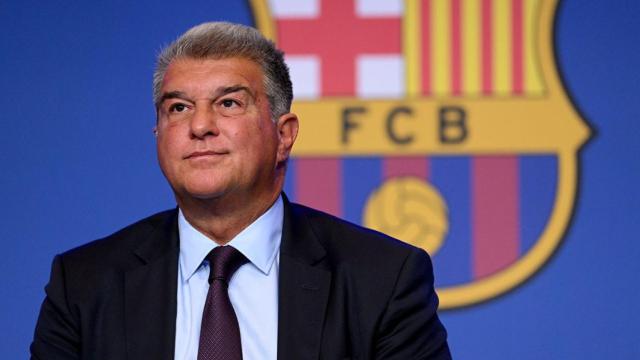Joan Laporta, durante una comparecencia con el FC Barcelona
