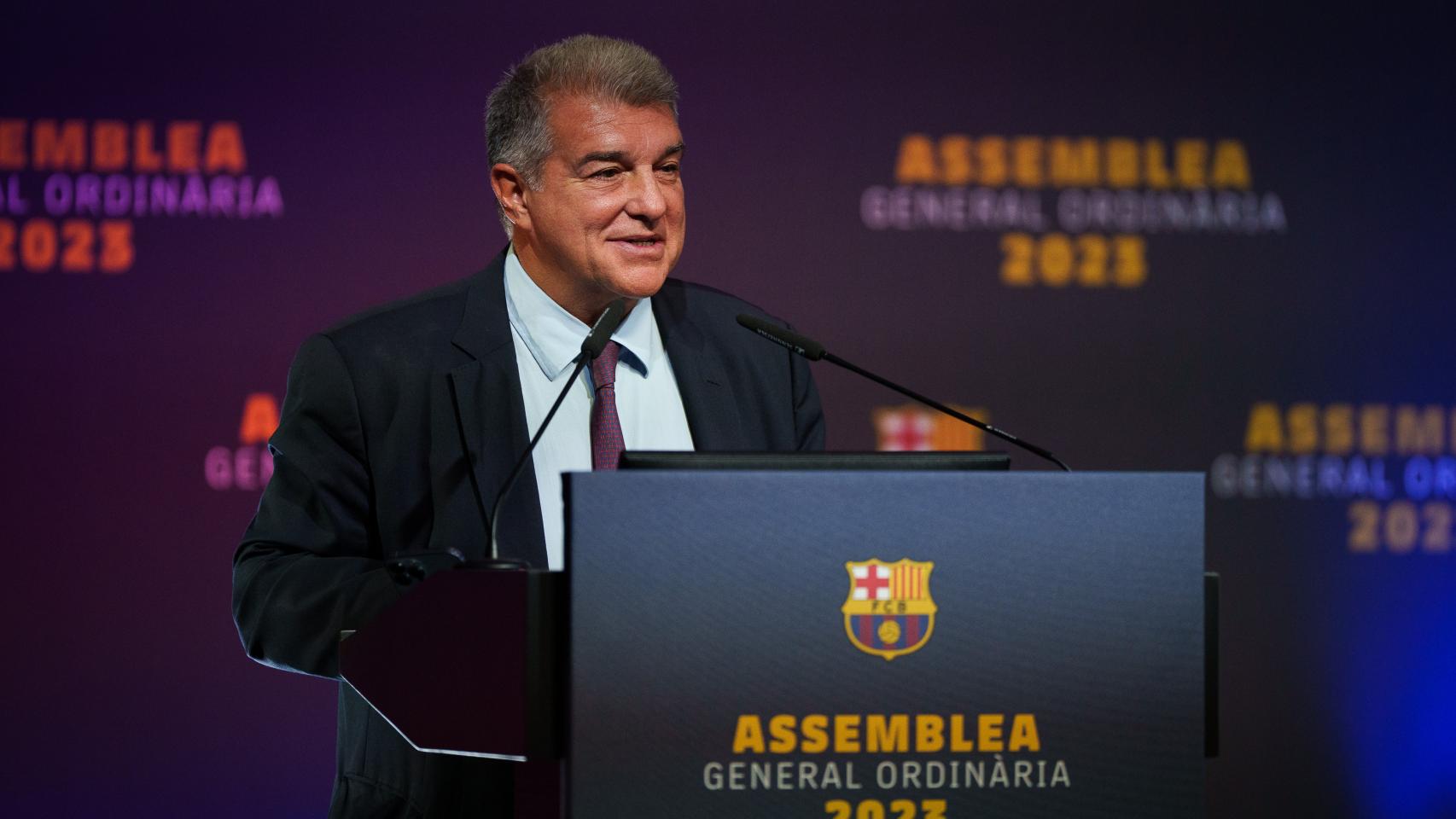 Joan Laporta, durante el discurso del presidente en la asamblea de compromisarios