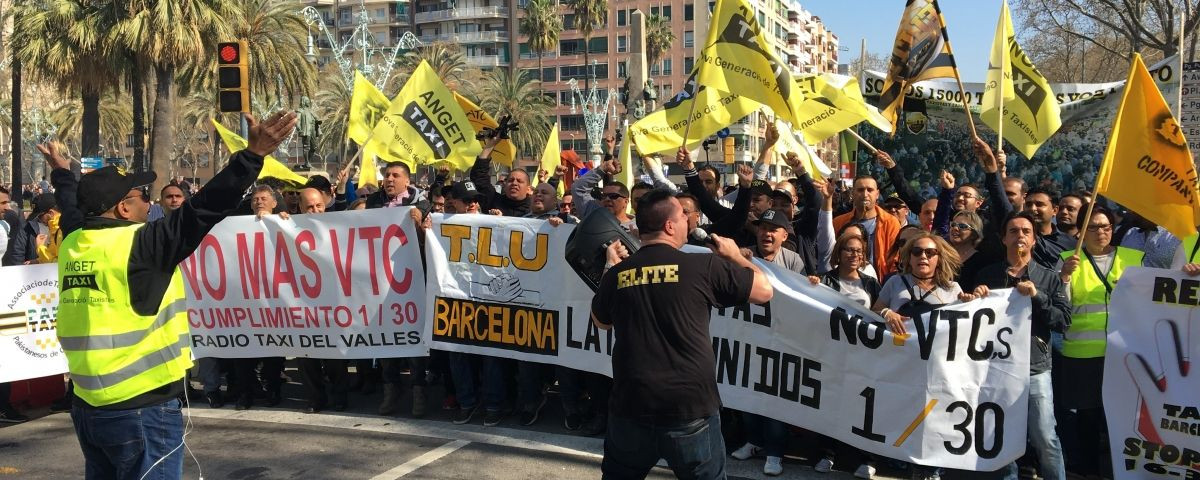 Manifestación de taxistas en Barcelona