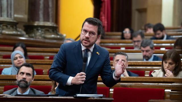 El presidente de la Generalitat, Pere Aragonès, en el Parlament